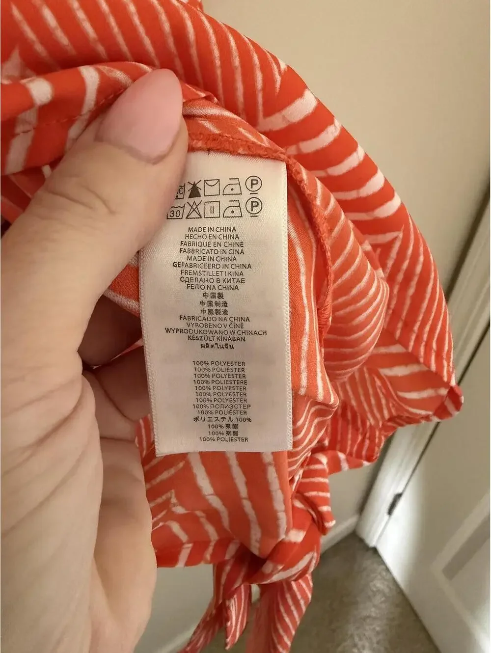 Michael Kors, S/M, tie on side, orange/white, like new